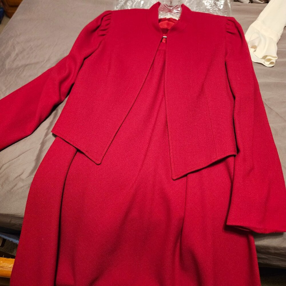 Cassidy Wool Red Women's Skirt Suit